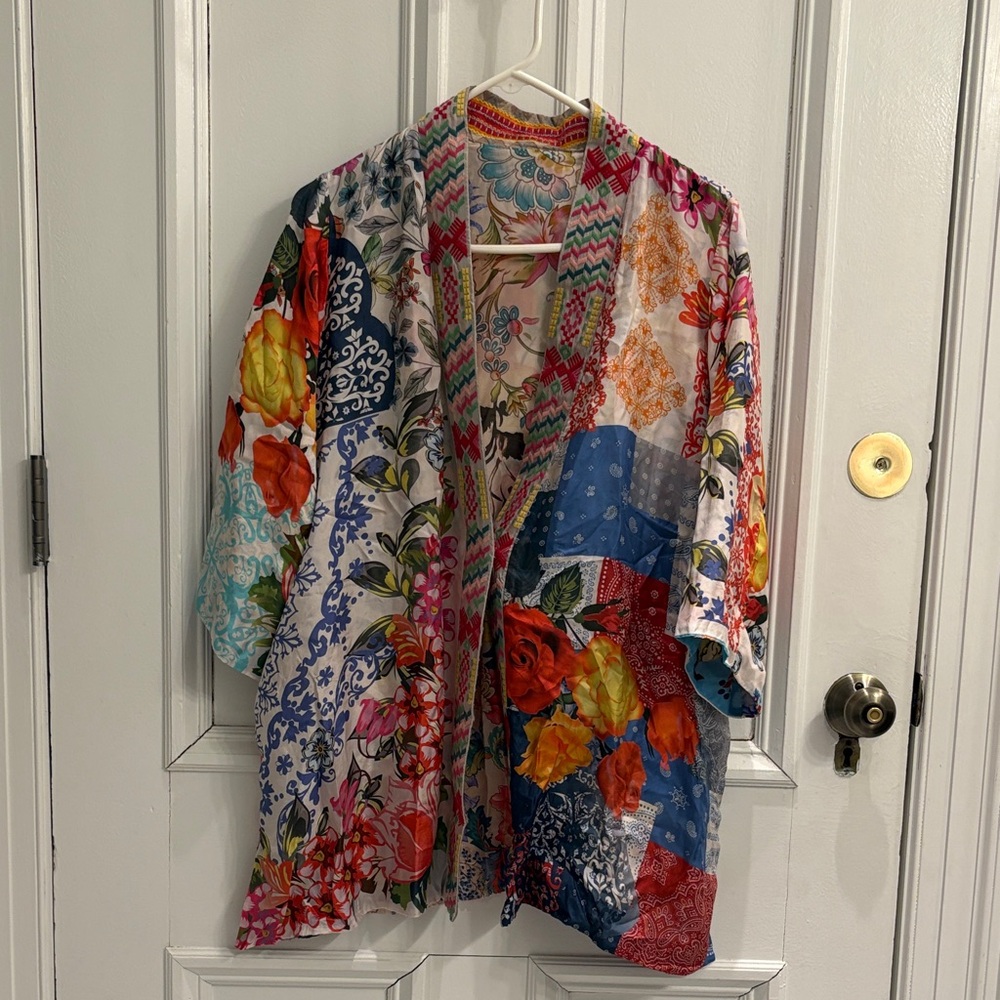 Johnny Was Short Reversible Silk Kimono